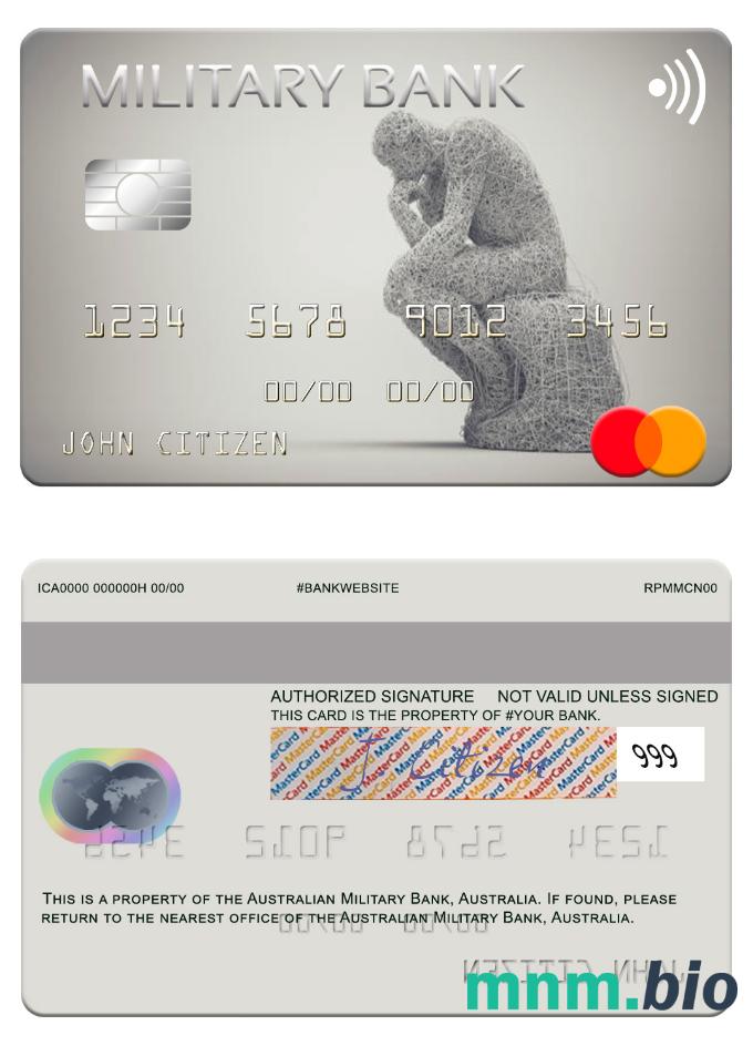 Australia Australian Military Bank przykład karty mastercard w formacie PSD